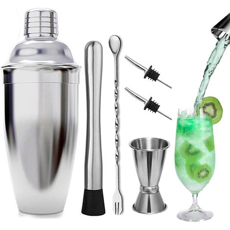 Cocktailshaker, Cocktailshaker-Set aus Edelstahl, Professionelles Barkeeper-Cocktailshaker-Set, 6-teiliges Cocktailshaker-Set, Geburtstagsgeschenk (1/5)
