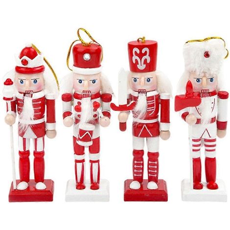 Décorations de Noël Casse-Noisette Roi Figurines en Bois Marionnette 4 Pièces (1/4)