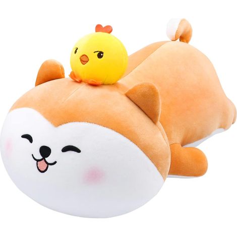 Shiba Inu Kuschelkissen, braunes Plüschhunde-Plüschtier, weiches Kissen für Kinder, japanisches Kuscheltier, Größe: 40 cm (1/5)