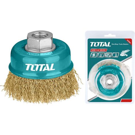 SPAZZOLA A TAZZA FLEX SMERIGLIATRICE METALLICA OTTONE Ø150mm ATTACCO M14 TOTAL