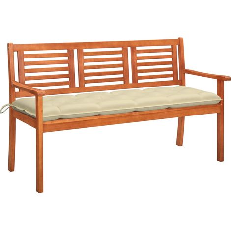 Banc de jardin 3 places avec coussin 150cm Bois d'eucalyptus 13 (1/5)