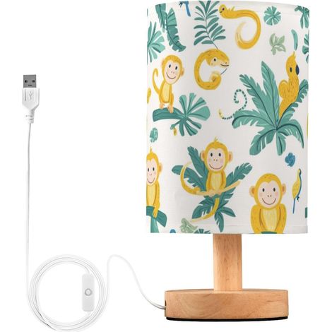 Kcldeci Lampe de chevet en forme singe jaune pour chambre à (1/5)