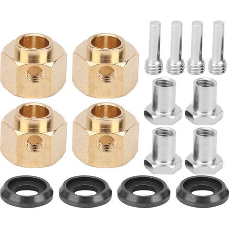 4 pièces Adaptateur Hexagonal Moyeu Roue Laiton pour TRX4 TRX6 Modèle RC 1/10 10mm (1/5)