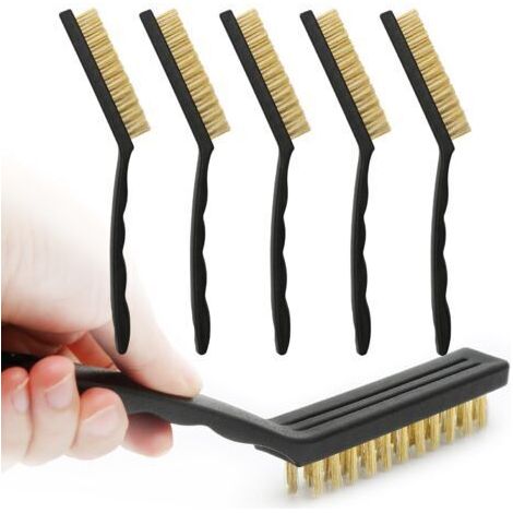 6 Pièces Brosses Métalliques Brosse Laiton, Noir Nylon Poignée Brosse pour Nettoyer les Scories de Soudure, La Rouille, Évier (1/5)