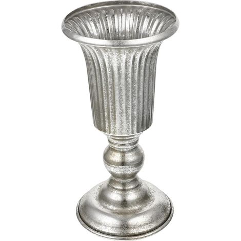 Ce vase en fer forgé argenté de style vintage est un petit vase rustique en métal, idéal pour les bureaux et les maisons (1/5)