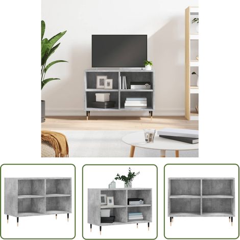 The Living Store Meuble TV gris béton 69,5x30x50 cm bois d'ingénierie - Meubles Tv - Meuble Tv - Bureau Tv - Console Tv - Rangement Tv (1/5)