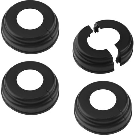 Lot de 4 caches de base de poteau ronds en plastique de 4,1 cm pour clôture, jupe de poteau décorative pour rampe d'escalier (noir) (1/5)