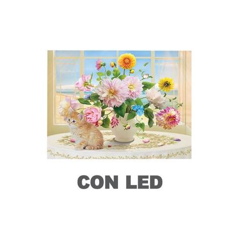 Quadro led vaso di fiori bianco rettangolare cm 40x30x1 (1/2)