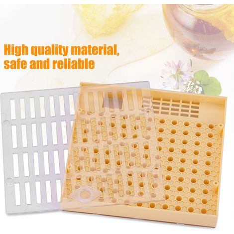 Boîte éleveuse de reine apicole pour système cupularve, plastique jaune 14,5x13x2,8 cm, outil apiculture (1/5)