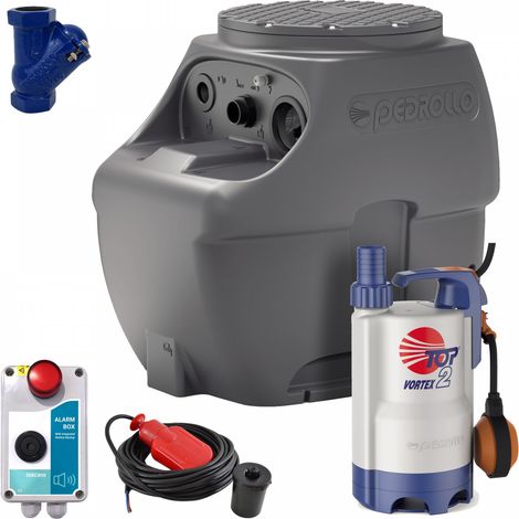 Kit Station De Relevage Eaux Usées 250l Pedrollo Sar250l Top2 Vortex 6m³/h + Alarme (1/5)