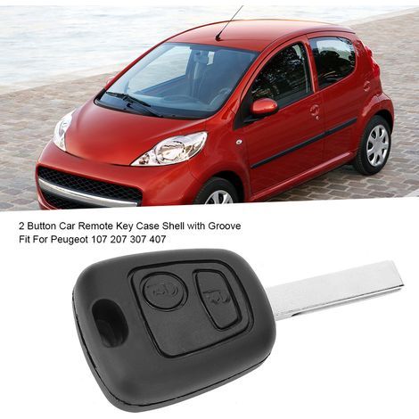 2-Tasten-Autoschlüsselgehäuse mit Kerbe, kompatibel mit Peugeot 107, 207, 307, 407
