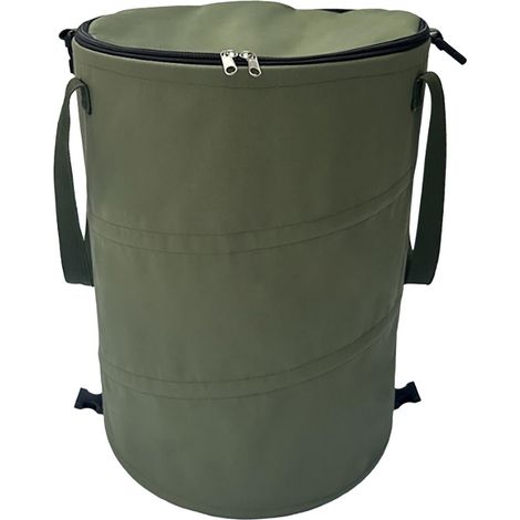 Poubelle Pliable Extérieure - 37 L - 34x34x40 cm - Pour Camping, Pêche, Usage Domestique - Noir Vert Militaire Café - 1 Pièce (1/2)
