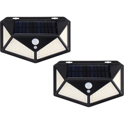 Pz Lampada Solare Esterno Giardino Faretto Fotovoltaico Sensore Luce 114 Led Faro