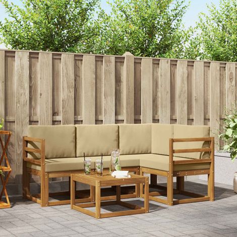 Outdoor-Sofagarnitur mit Kissen 5 pcs Natur und Beige