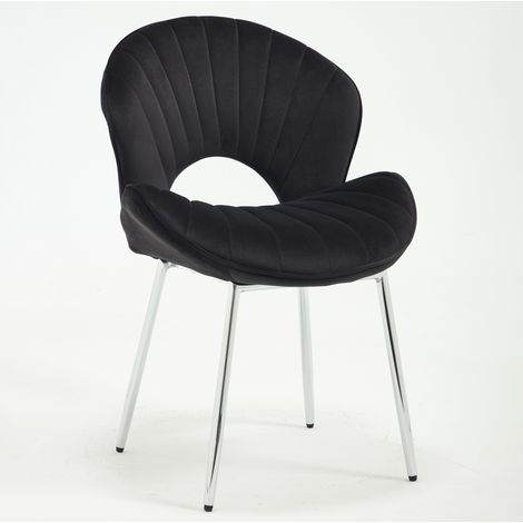 2 sedie da pranzo in velluto nero con gambe in metallo, schienale curvo, set da 2, MODENUIT (1/5)