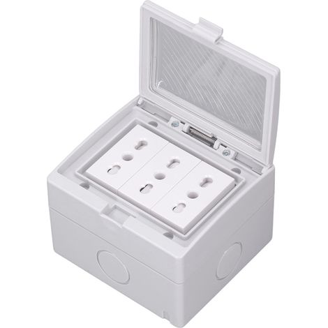 Prise murale étanche IP55, boîtier anti-poussière et ignifugé, 3 ports, pour extérieur, fiche italienne 110-250 V (1/5)