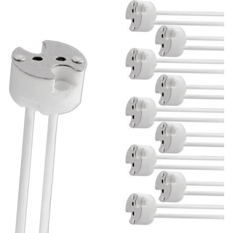 Lot de 10 Douilles GU5.3 avec Câble Silicon, 12V-250V 2A max. 100W, Base en Céramique, Support MR16 GU5.3 pour Spot LED Halogène (1/5)