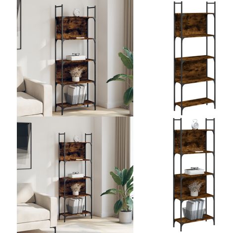 Bibliothèque à 5 niveaux chêne fumé 60,5x24x166,5 cm - Bibliothèque Murale - Bibliothèque Design - Étagère Ouverte - Meuble Rangement - Mobilier Intérieur - Home & Living (1/5)