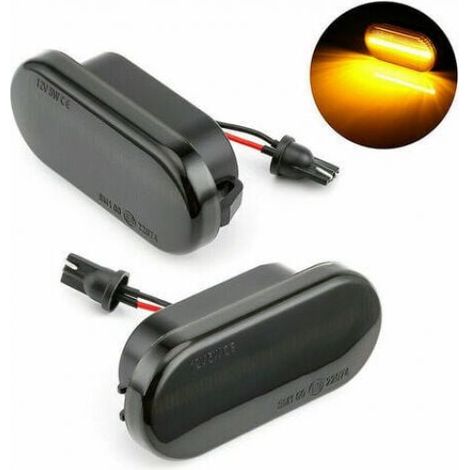 Feu De Position Latéral LED Dynamique - 11 x 6 x 4,5 cm - ABS Noir - Compatible VW Seat Skoda Ford - Lot De 2 (1/5)