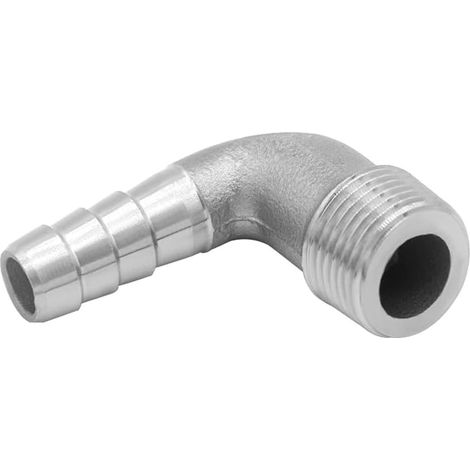 Raccord coudé en acier inoxydable à 90 degrés pour tuyau mâle de 3/4" vers 20 mm eau, gaz et huile - (1/5)