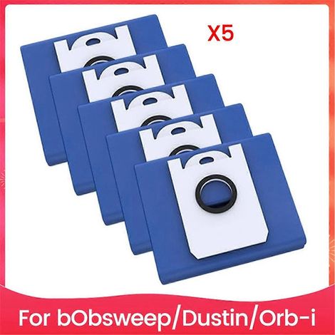 Sacs à poussière de rechange pour aspirateurs robots Bobsweep Dustin et -I, grande capacité, lot de 5 (1/5)