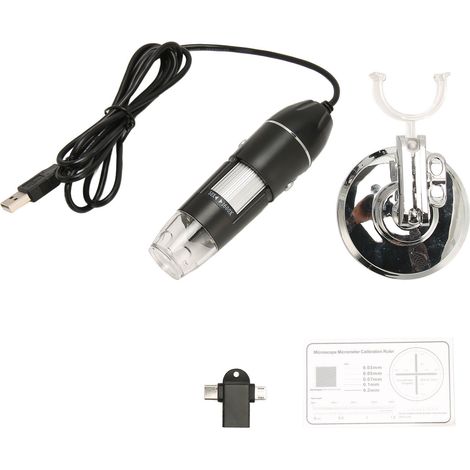 Microscope numérique USB 1600X grossissement, 8 LED, HD portable pour Windows, Mac OS X et Android (1/5)