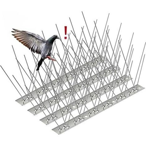 Pinchos antipalomas de acero inoxidable de 1 metro, paquete de 4 pinchos para ahuyentar palomas, cuervos, gorriones y gatos. Pinchos para aves respetuosos con los animales. (1/5)