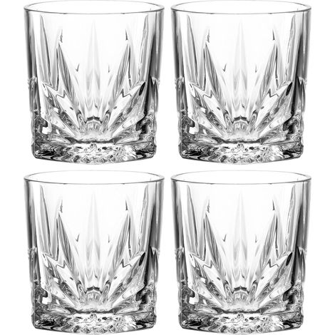 Lot de 4 verres à jus lavables au lave-vaisselle avec relief à facettes et verres à eau en verre 220 ml (1/5)