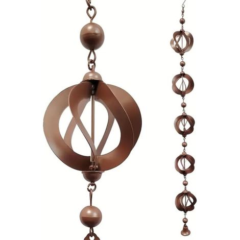 Cadena metálica para canalones, 108 cm, campanilla de lluvia, colgante para la lluvia, decoración de jardín, cadena para recoger la lluvia, campanilla de viento retro (1/4)