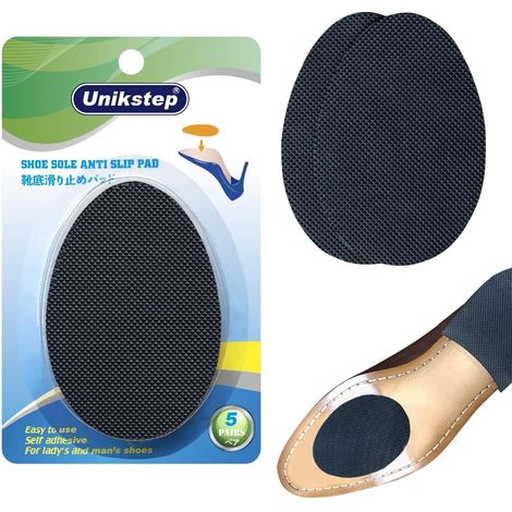 Lot de 5 paires de patins antidérapants pour semelles de chaussures, patins autocollants en caoutchouc, protection du sol et réduction des bruits de talon (noir) (1/5)