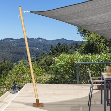 Juego de 2 mástiles de efecto madera para velas de sombra H.220 cm con postes y bases de acero