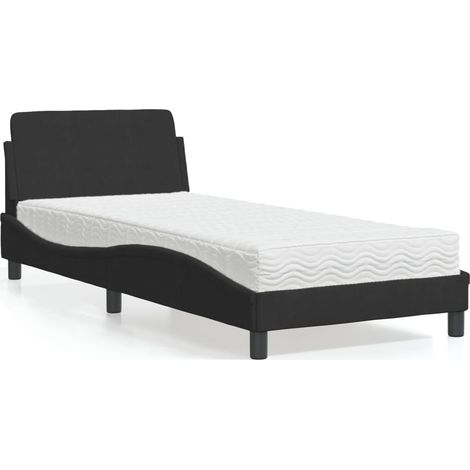 Bett mit Matratze Schwarz 80x200 cm Samt vidaXL823249 (1/5)