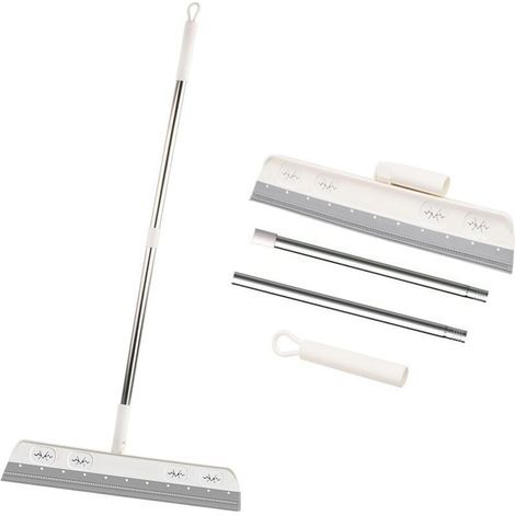 Raclette De Sol Télescopique Avec Brosse Amovible Pour Nettoyage Douche Et Vitres (1/4)