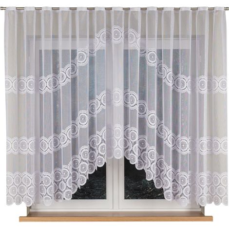 Malwina - Rideau jacquard prêt à poser avec fente en bas - 410 x 160 cm - blanc (1/5)