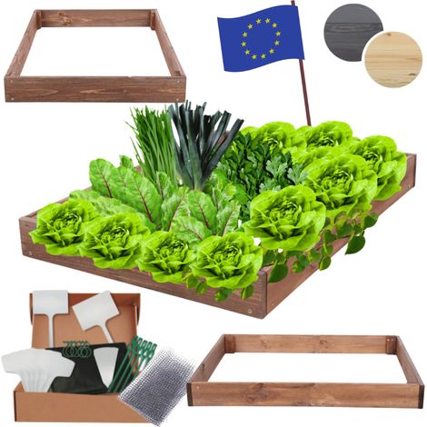 MODO24 ZP09 Carré potager surélevé en escalier modulable, bois de pin, herbes/légumes, jardin/terrasse/balcon, 9x60x100 cm, marron