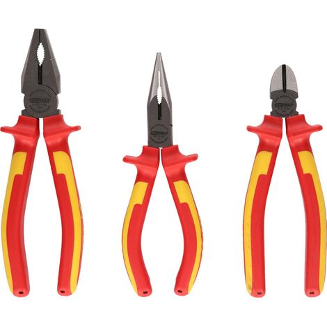Kstools – Jeu de pinces isolées 3 pcs – Acier spécial chromé mate – Norme IEC 60900 – Pour travaux électriques en toute sécurité (1/5)