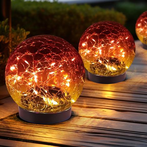 Globes solaires étanches pour l'extérieur - Globes solaires pour jardins - Globe en verre craquelé pour éclairage solaire extérieur - AquaForge (1/5)