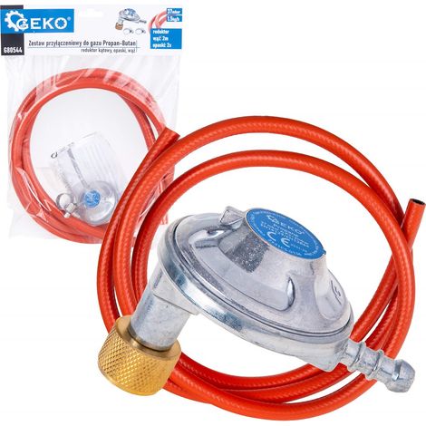 Kit de raccordement propane-butane : réducteur d’angle, colliers de serrage et tuyau de 2 m (1/5)