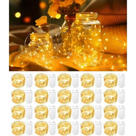 Guirlande lumineuse 1,20 m, 20 micro LED à piles bouton, lot de 20, blanc chaud, déco calendrier de l'Avent et Noël intérieur (1/5)