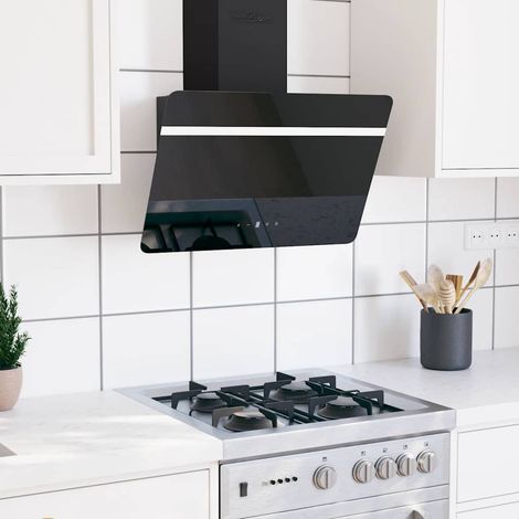 Hotte murale 60 cm Acier et verre trempé Noir vidaXL
