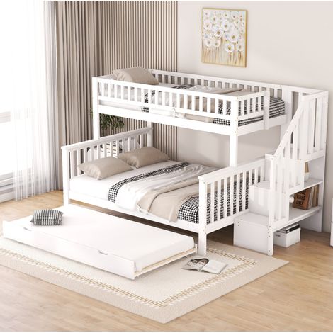 Letto a Castello 90x200 cm e 140x200 cm in Pino Bianco con Cassetto (1/5)