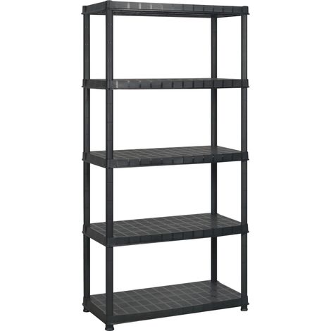 vidaXL Scaffale a 5 Ripiani Nero 183x45,7x185 cm in Plastica