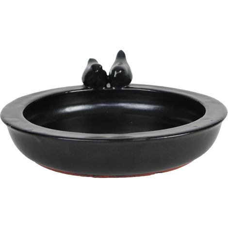 Bain oiseaux rond - L 32,9 x l 30,7 x H 10,9 cm - Gris anthracite - Livraison gratuite