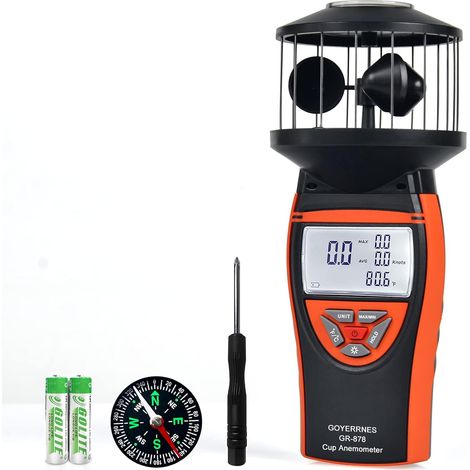 GR-878 Portable Digital Wind Temperature Anemometer Max Min Total Air Volume Wind Speed and Direction with Compass for Ventilation and Air Conditioning (1/5)