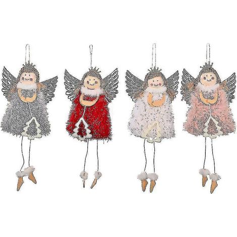 Décorations de Noël : anges en peluche, pendentifs à suspendre (4 pièces, multicolores) (1/5)