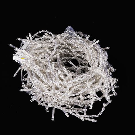 Guirlande lumineuse LED 3 x 3 m, rideau lumineux décoratif pour Noël, jardin ou fête, prise UE 220 V (blanc pur) (1/5)