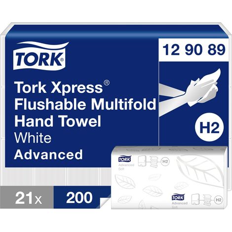 TORK 129089 Xpress® Papierhandtücher (L x B) 24 cm x 21.3 cm Weiß 21 St. (1/4)