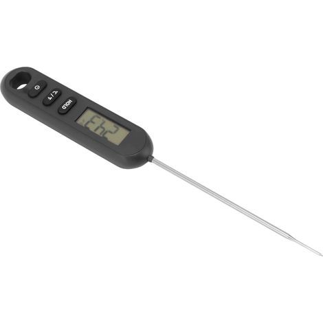 Direkt ablesbares Fleischthermometer, digitales Küchenthermometer mit langer Sonde, schwarz (1/5)