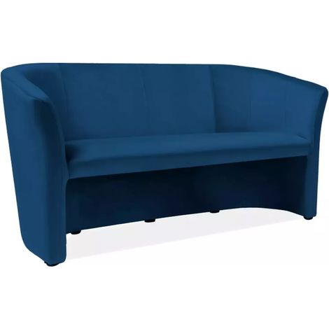 Canapé cabriolet spacieux 3 places velours bleu TISSO (1/2)