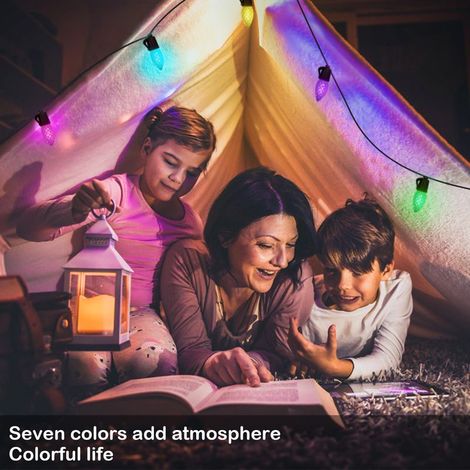 LED Guirlande Guinguette Coloré,15M RGB Guirlande Lumineuse Extérieure et Intérieure,IP65 étanche,25 Dimmable Ampoules pour Jardin,Magasin,Terrasse,Salon,Chambre,Coloré (1/4)